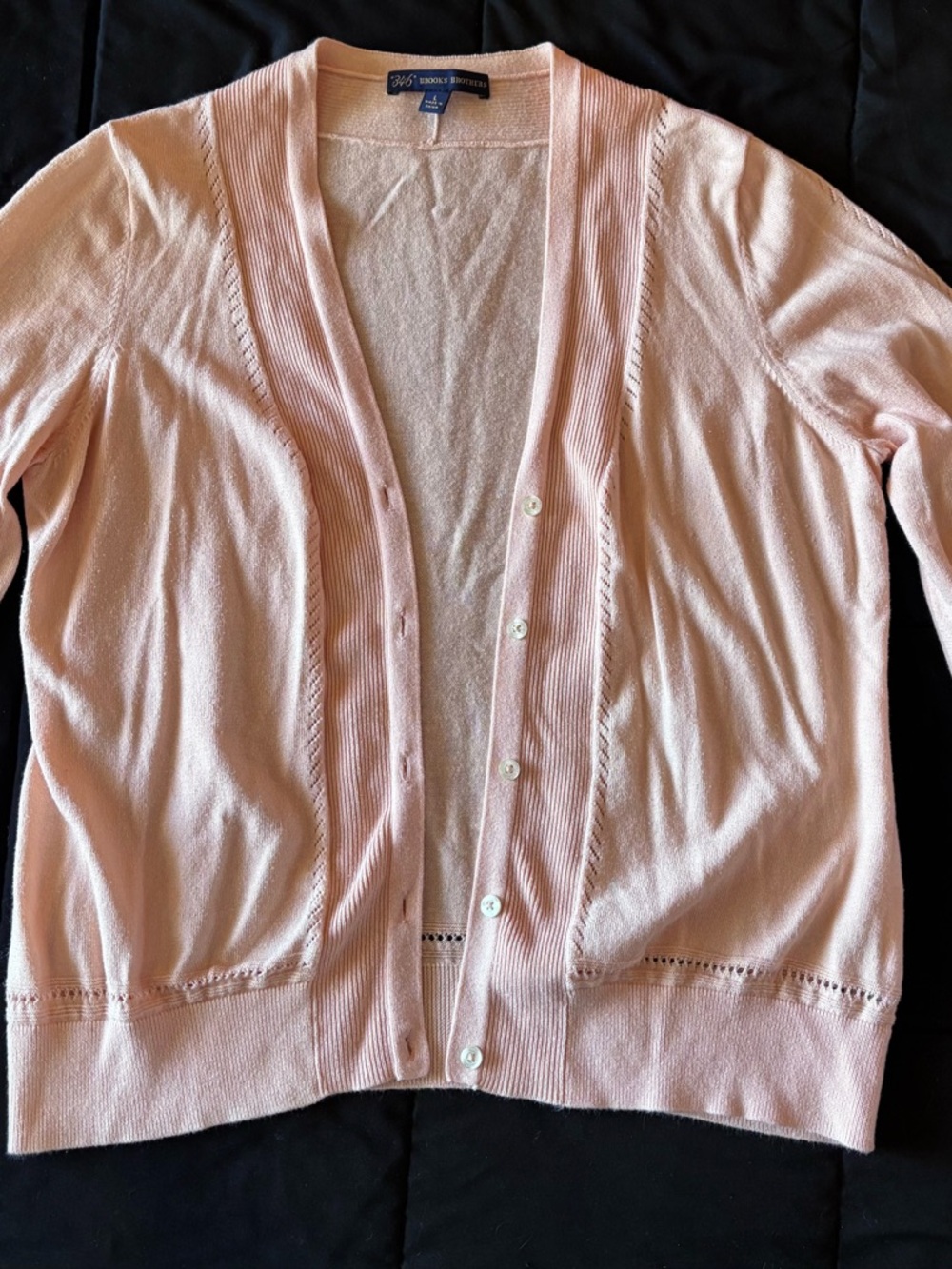 Brooks Brothers Women’s Light Pink/Peach Button-Front Cardigan Sweater